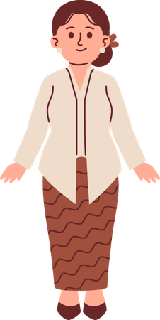 Mulher em traje kebaya  Ilustração