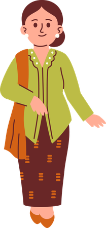 Mulher em traje kebaya  Ilustração