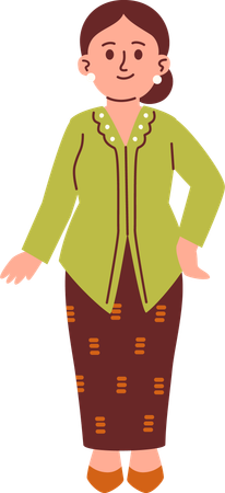 Mulher em traje kebaya  Ilustração