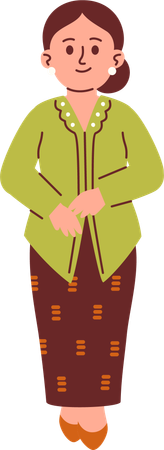Mulher em traje kebaya  Ilustração