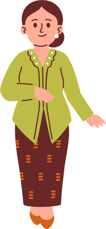 Mulher em traje kebaya  Ilustração