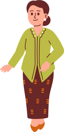 Mulher em traje kebaya  Ilustração