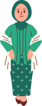 Mulher em traje kebaya  Ilustração