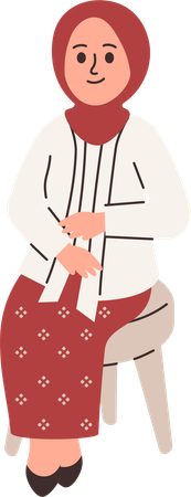 Mulher em traje kebaya sentada  Ilustração