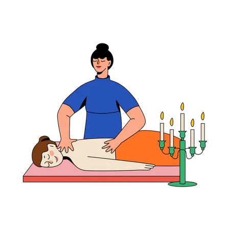 Mulher em tratamento de massagem  Ilustração