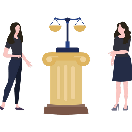 Mulher em pé no tribunal  Ilustração