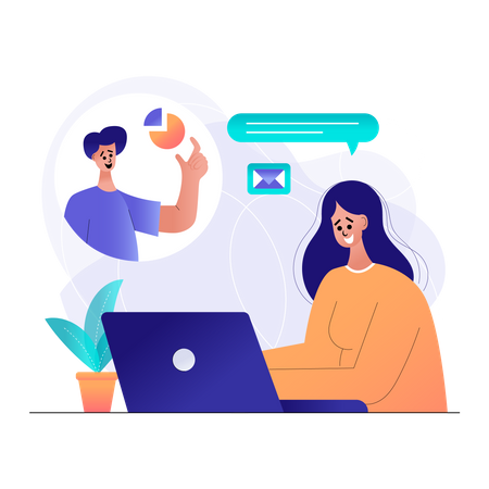 Mulher de negócios conversando com um funcionário  Ilustração