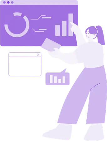 Apresentação de Relatório e Pesquisa de Mulher de Negócios  Ilustração