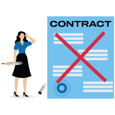 Empresária irritada segurando contrato de cancelamento  Ilustração