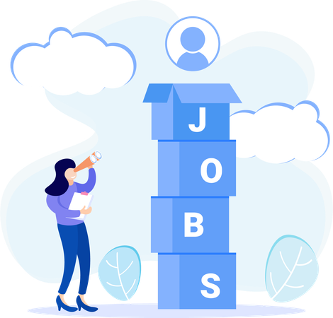 Mulher encontra oportunidade de emprego  Ilustração