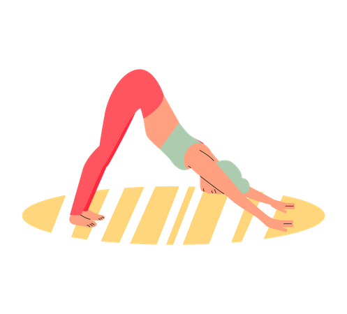 Mulher desportiva magra em asana de cachorro de ioga  Ilustração