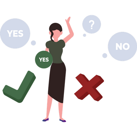 Mulher escolhendo sim  Ilustração