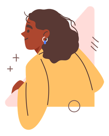 Mulher espiando por trás da parede  Ilustração