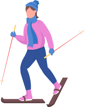 Mulher esquiando  Ilustração