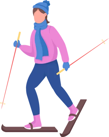 Mulher esquiando  Ilustração