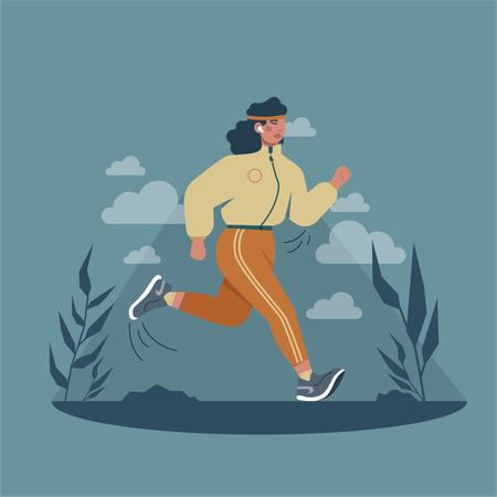 A mulher está fazendo jogging  Ilustração