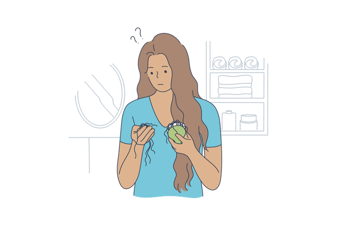 Mulher está estressada devido à queda de cabelo  Illustration