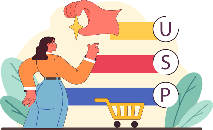 Mulher está fazendo compras on-line  Ilustração