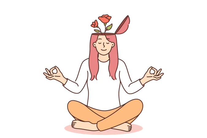 A mulher está fazendo meditação  Ilustração