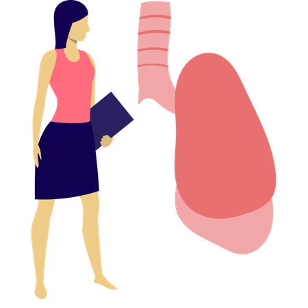 Mulher está olhando pulmão pip  Ilustração