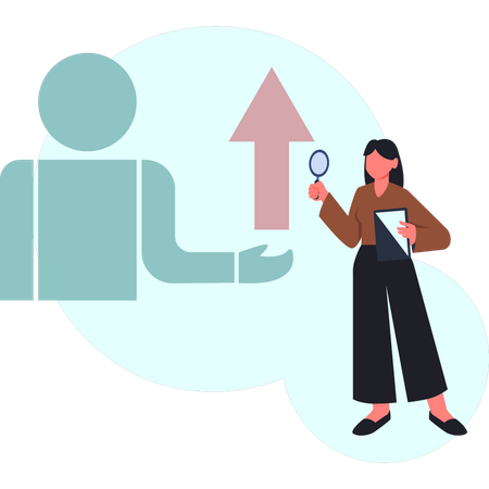 Mulher está procurando avaliação de cliente  Ilustração