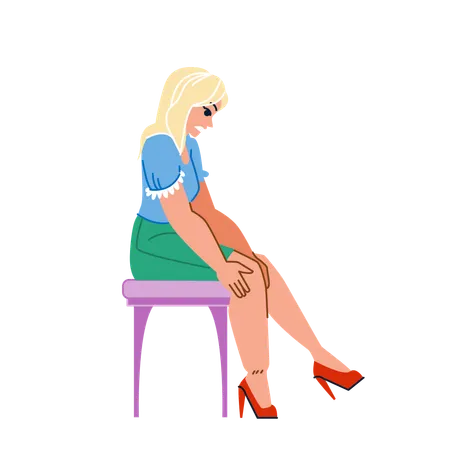 Mulher sofre lesão na perna  Ilustração