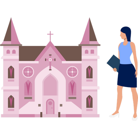 Mulher vê construção de sinagoga  Ilustração