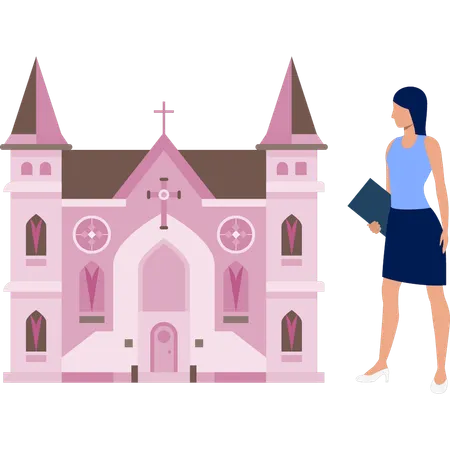 Mulher vê construção de sinagoga  Ilustração