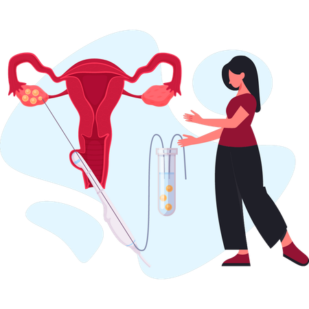 Mulher explicando tubo de ensaio de fertilidade  Ilustração