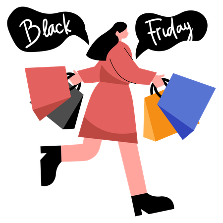 Mulher faz compras na Black Friday Massive  Ilustração
