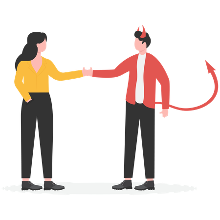 Mulher fazendo acordo com o diabo  Ilustração