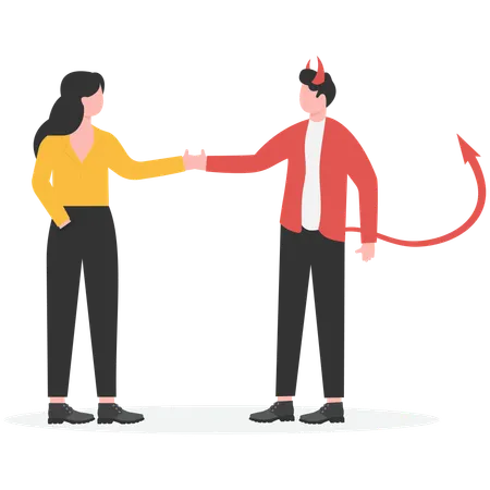 Mulher fazendo acordo com o diabo  Ilustração