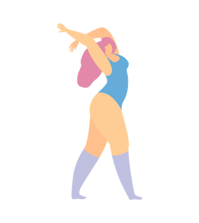 Mulher fazendo aeróbica  Ilustração