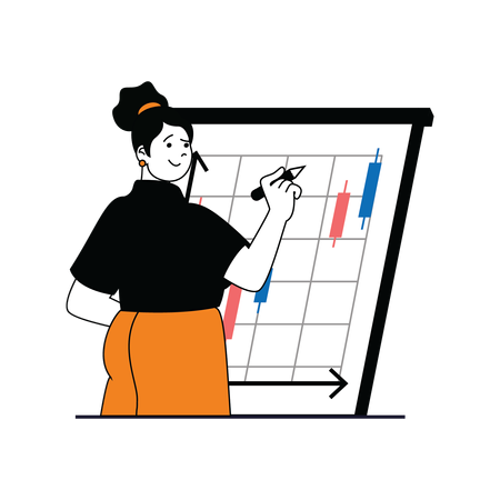 Mulher fazendo análise técnica  Ilustração