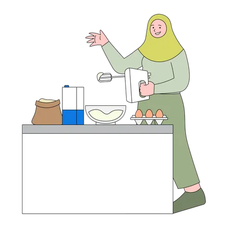 Mulher fazendo biscoitos  Ilustração