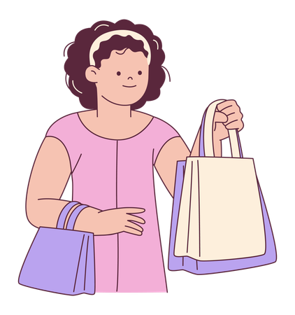 Mulher fazendo compras  Ilustração