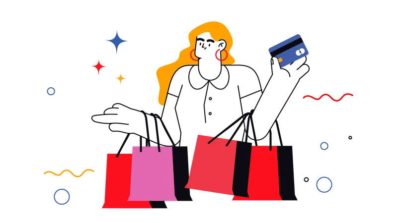 Mulher fazendo compras  Ilustração