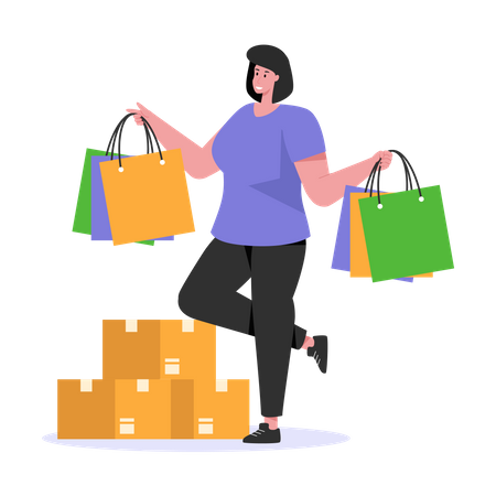 Mulher fazendo compras  Ilustração