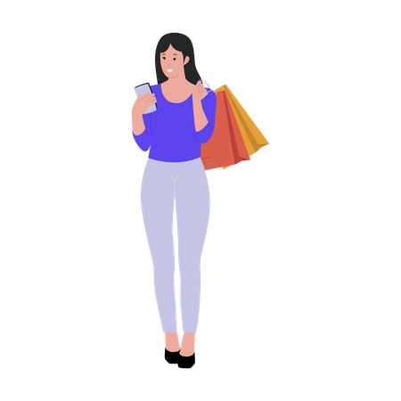 Mulher fazendo compras  Ilustração