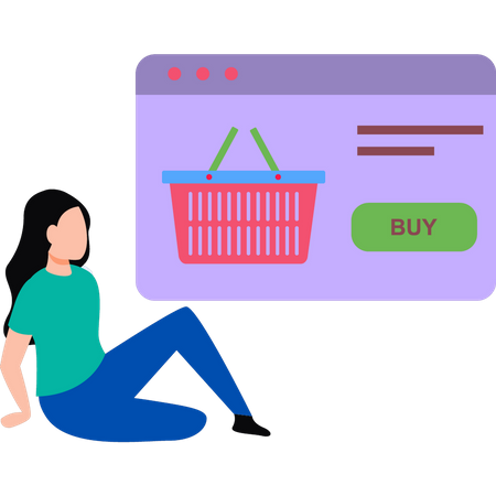 Mulher fazendo compras on-line  Ilustração