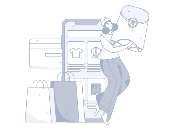 Mulher fazendo compras on-line  Illustration