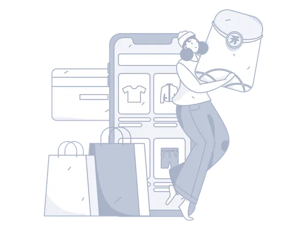 Mulher fazendo compras on-line  Illustration