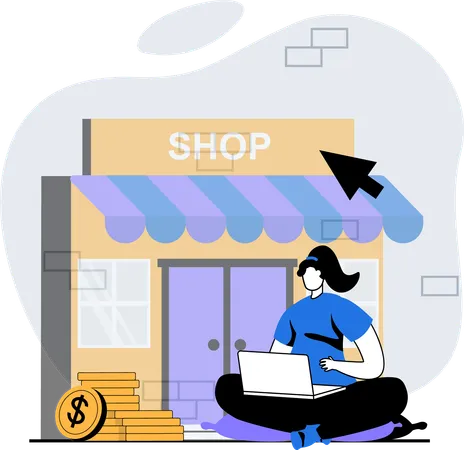 Mulher fazendo compras on-line  Illustration