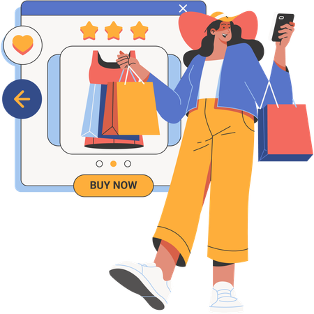 Mulher fazendo compras on-line  Illustration