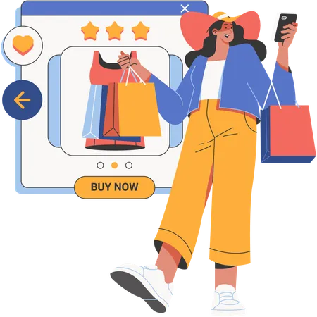 Mulher fazendo compras on-line  Illustration