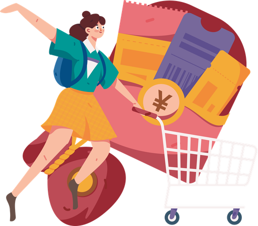 Mulher fazendo compras on-line  Illustration