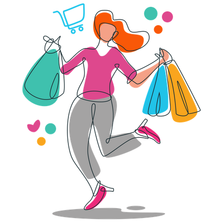 Mulher fazendo compras on-line  Ilustração