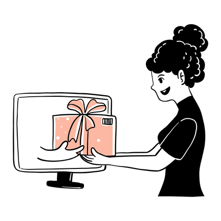 Mulher fazendo compras on-line  Ilustração