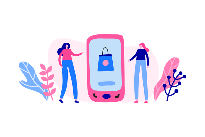 Mulher fazendo compras on-line  Ilustração