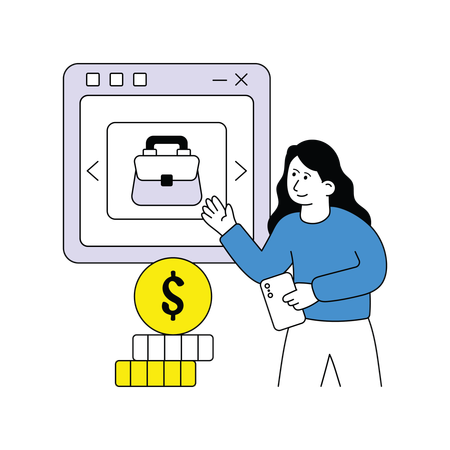 Mulher fazendo compras online  Ilustração